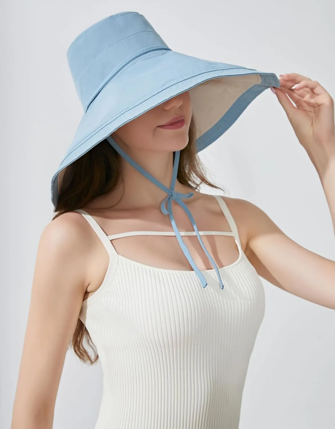 Women Bohemian Reversible Floral Cotton Sun Hat Wide Brim Outdoor Bucket Hats UV Protection