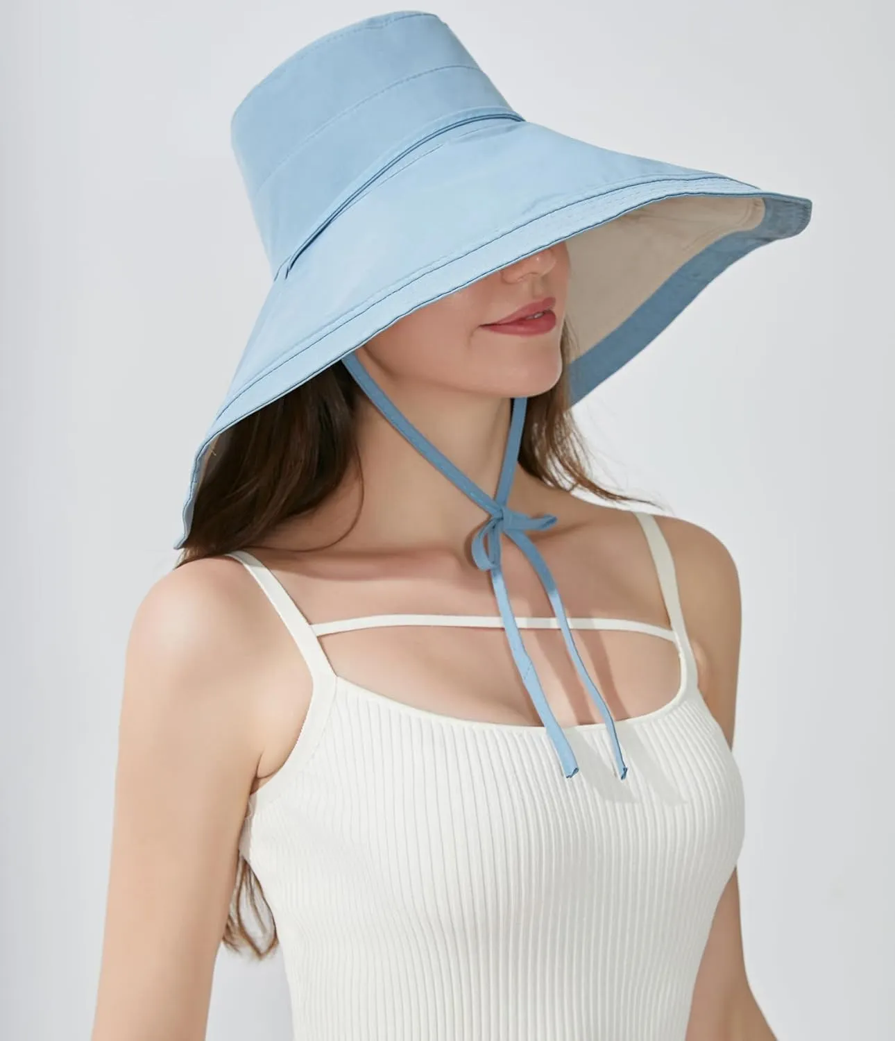 Women Bohemian Reversible Floral Cotton Sun Hat Wide Brim Outdoor Bucket Hats UV Protection