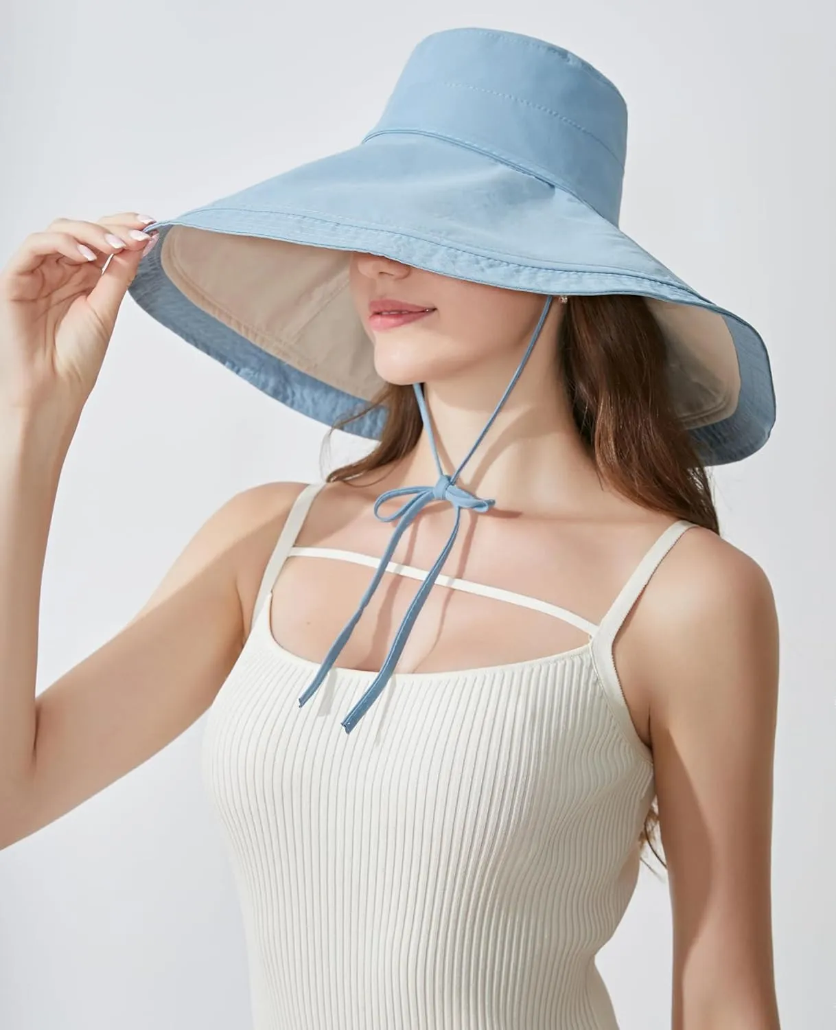Women Bohemian Reversible Floral Cotton Sun Hat Wide Brim Outdoor Bucket Hats UV Protection