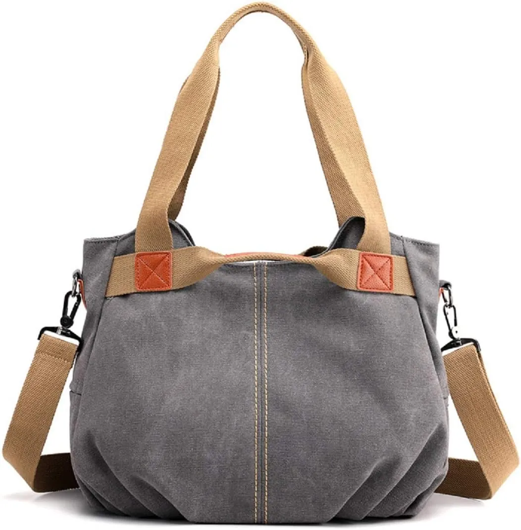 Women Casual Vintage Hobo Canvas Daily Purse Top Handle Shoulder Tote Shopper Handbag