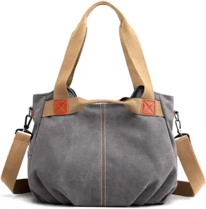Women Casual Vintage Hobo Canvas Daily Purse Top Handle Shoulder Tote Shopper Handbag