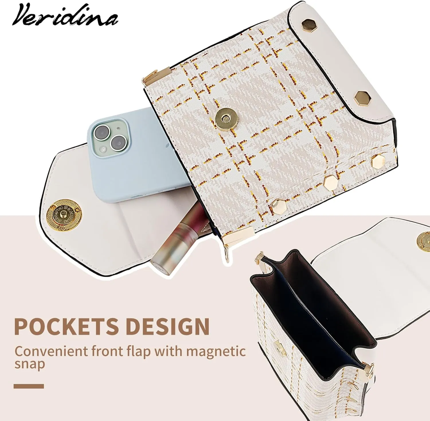 Women Crossbody Bags Fashion Vintage Shoulder Bags Classic Leather Handbag Cell Phone Crossbody Purses