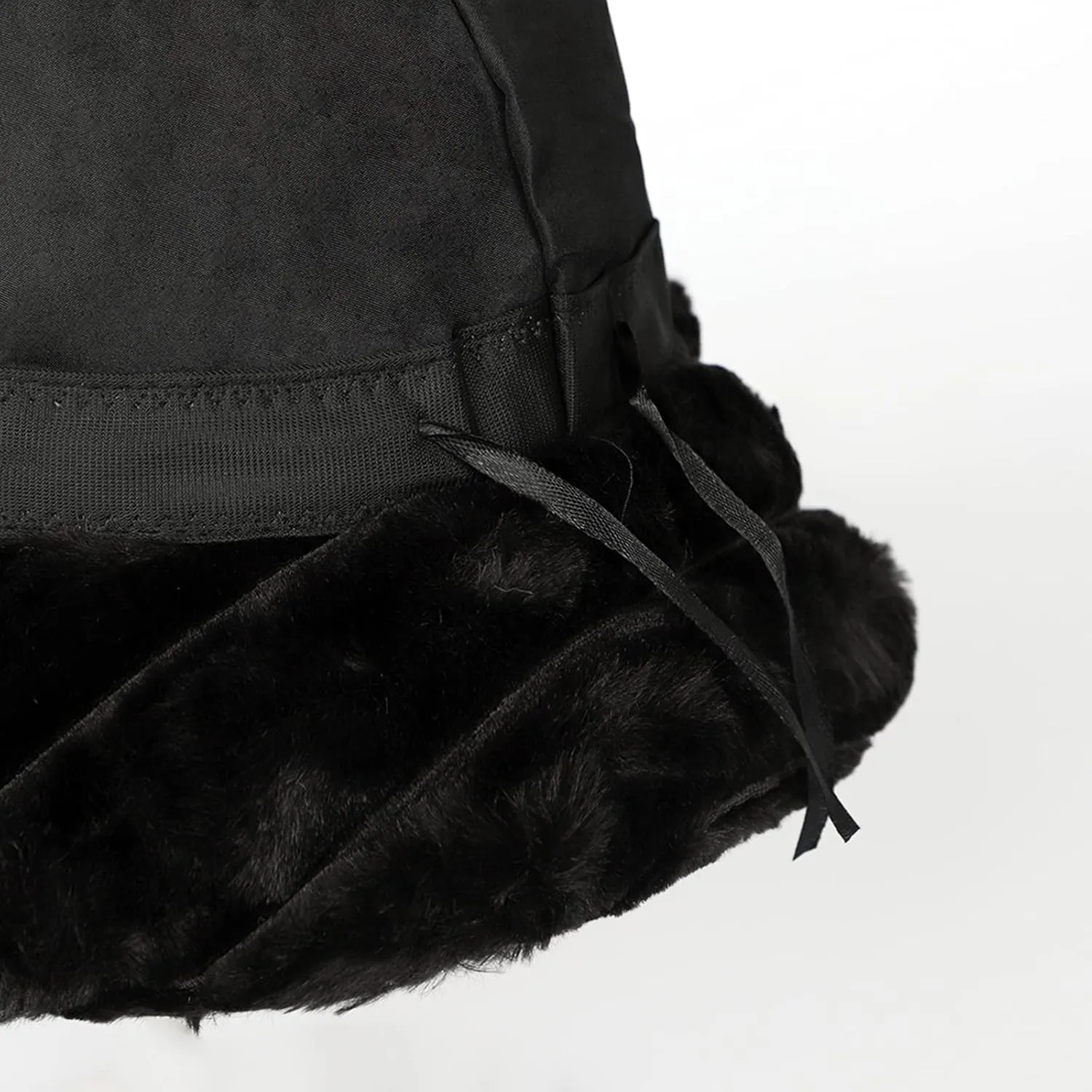 Women Furry Bucket Hat Faux Fur Warm Winter Hat Soft Fuzzy Cloche Hats Windproof Outdoor Casual Hats Plush Fisherman Cap Black
