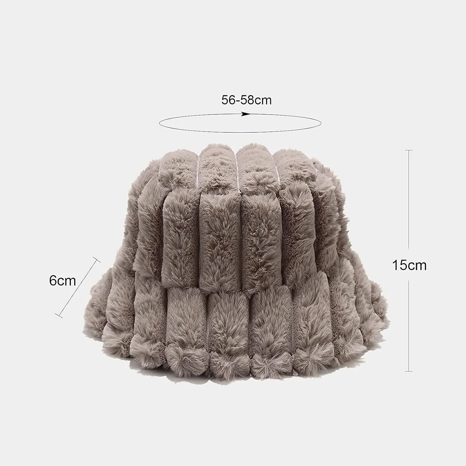 Women Furry Bucket Hat Faux Fur Warm Winter Hat Soft Fuzzy Cloche Hats Windproof Outdoor Casual Hats Plush Fisherman Cap Khaki