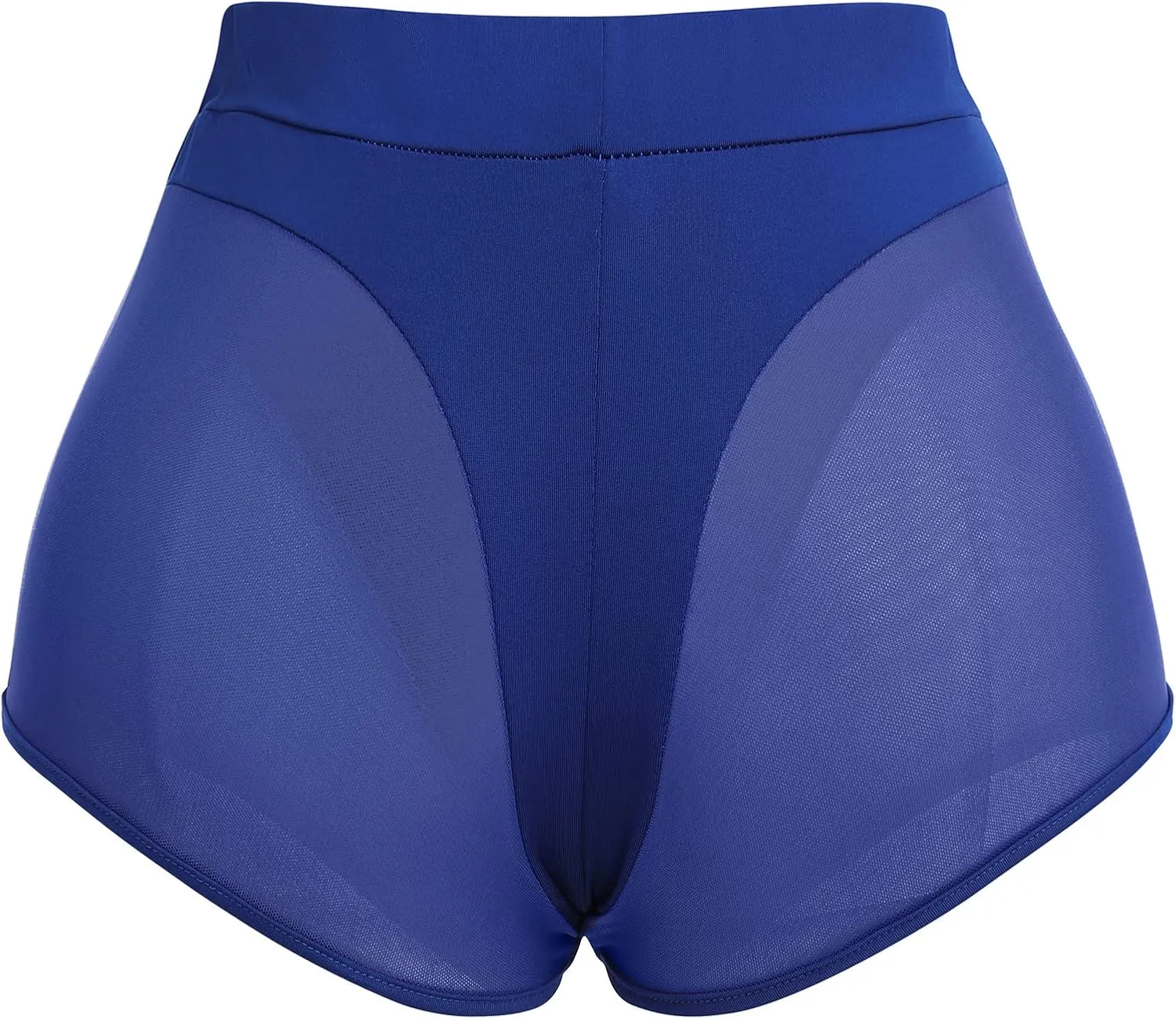 Women High Waist Mesh Tulle Spliced Activewear Yoga Shorts Dance Bottoms Rave Booty Shorts Mini Hot Pants