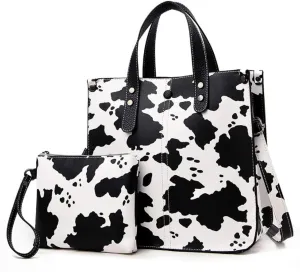 Women Leopard Animal Print PU Leather Handbag Lady Shoulder Bags Tote Purse Messenger Satchel Hobo Bags 2PCS/Set
