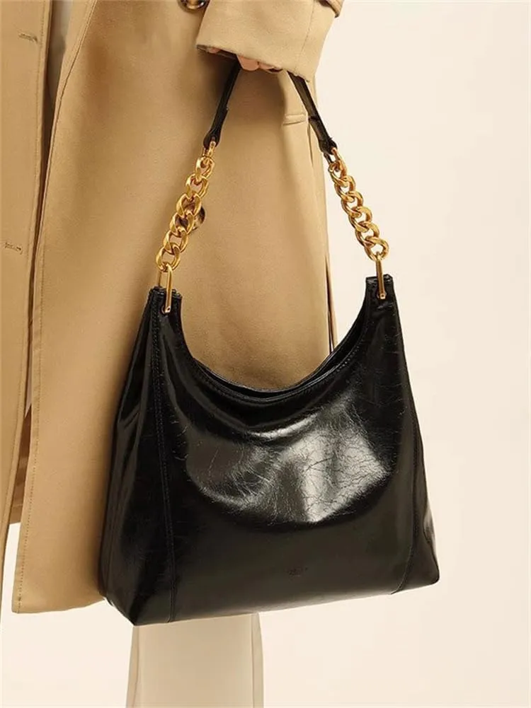 Women PU Leather Shoulder Bag Retro Large Crossbody Purse Commuting Tote Handbag Travel Dating
