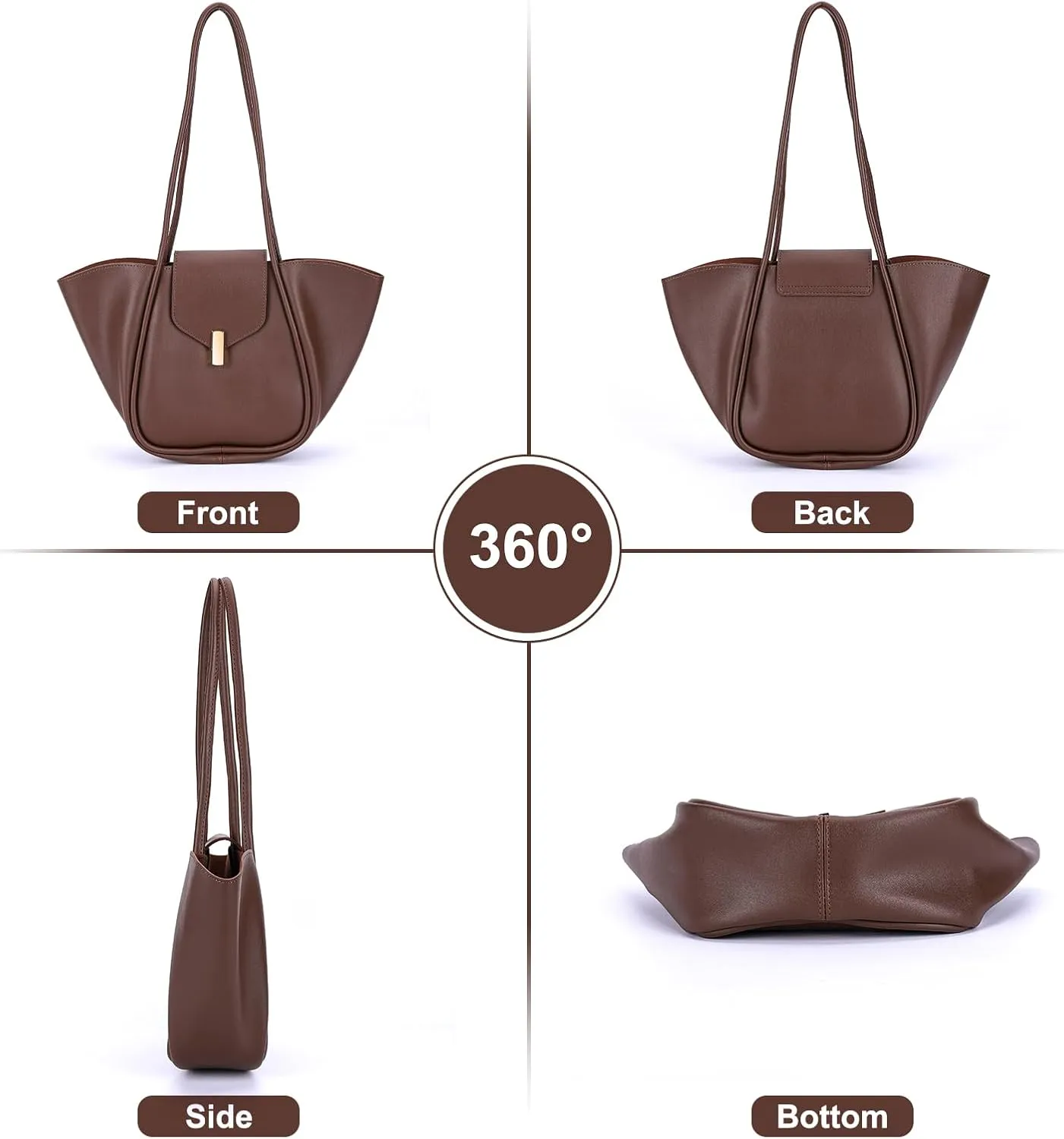 Women PU Leather Tote, Simple Tote Handbag, Large Capacity Luxury Tote Bag Adjustable Strap, Satchel Hobo Shoulder Ba