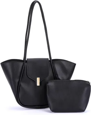 Women PU Leather Tote, Simple Tote Handbag, Large Capacity Luxury Tote Bag Adjustable Strap, Satchel Hobo Shoulder Ba