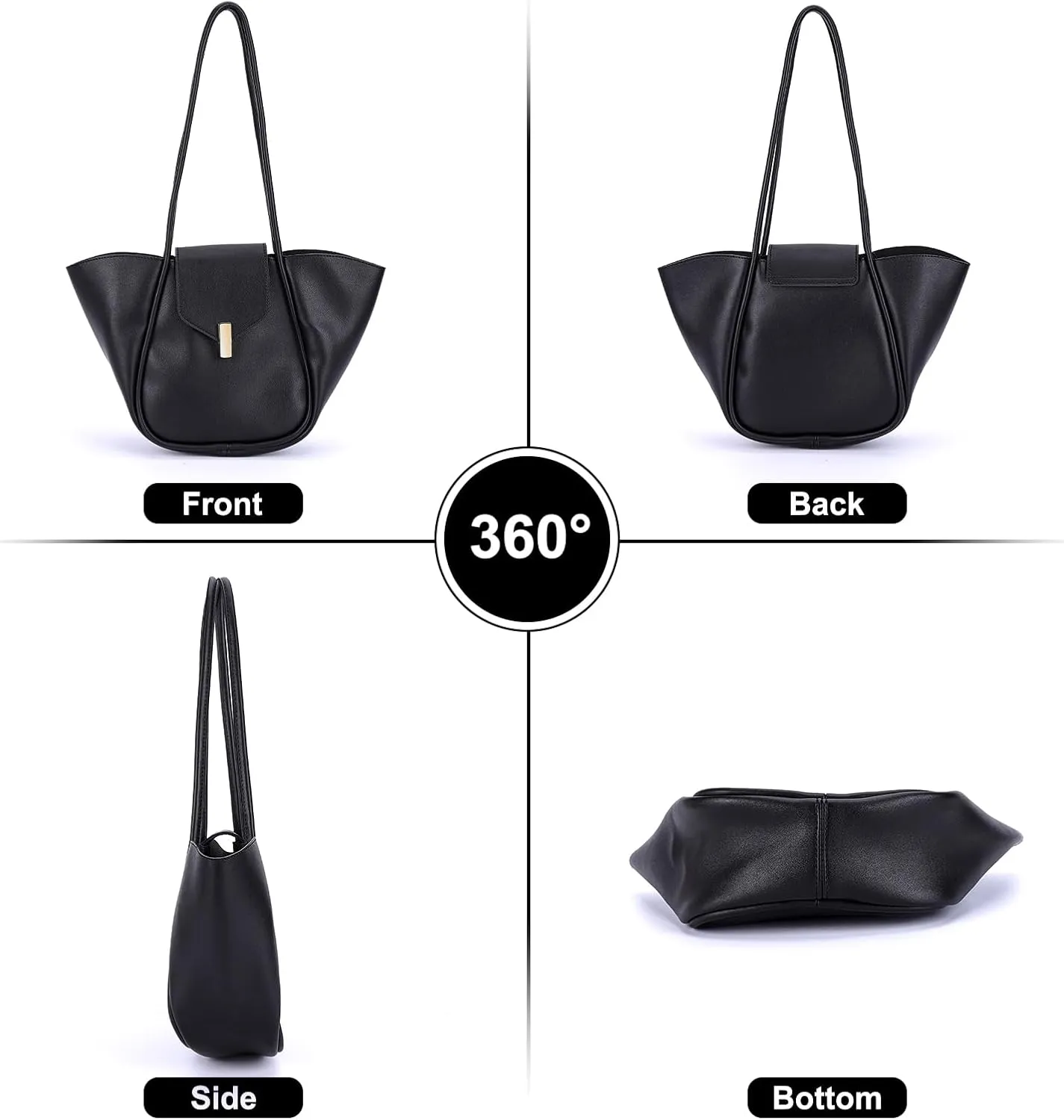 Women PU Leather Tote, Simple Tote Handbag, Large Capacity Luxury Tote Bag Adjustable Strap, Satchel Hobo Shoulder Ba