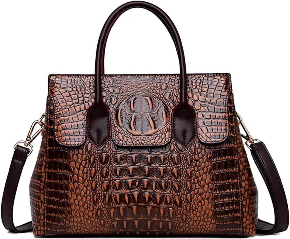 Women Satchel Handbags Top-Handle Bags fuax Leather Embossed Crocodile pattern shoulder bag