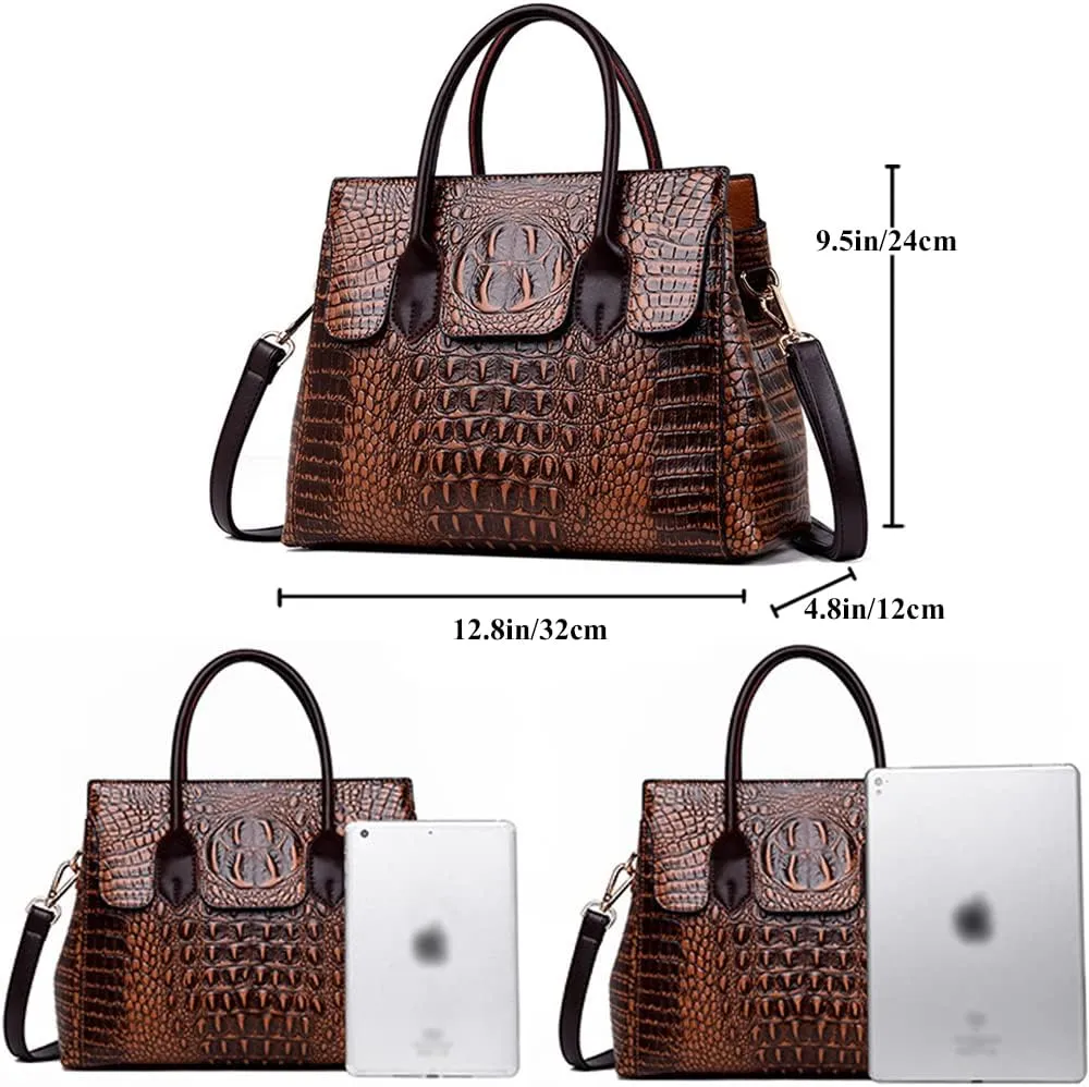 Women Satchel Handbags Top-Handle Bags fuax Leather Embossed Crocodile pattern shoulder bag