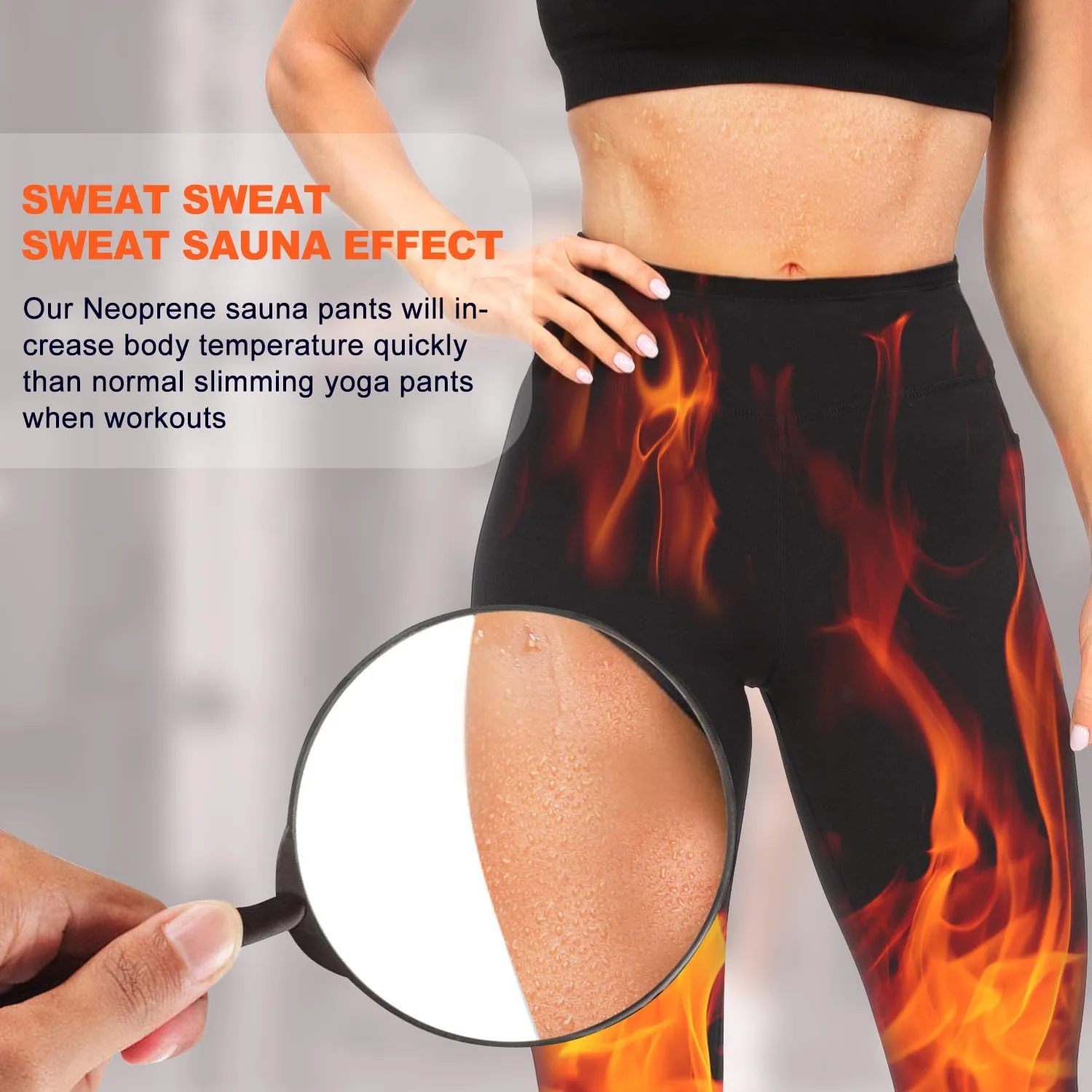 Women Sauna Pants Hot Sweat Neoprene Slimming Leggings High Waist Work Out Trousers