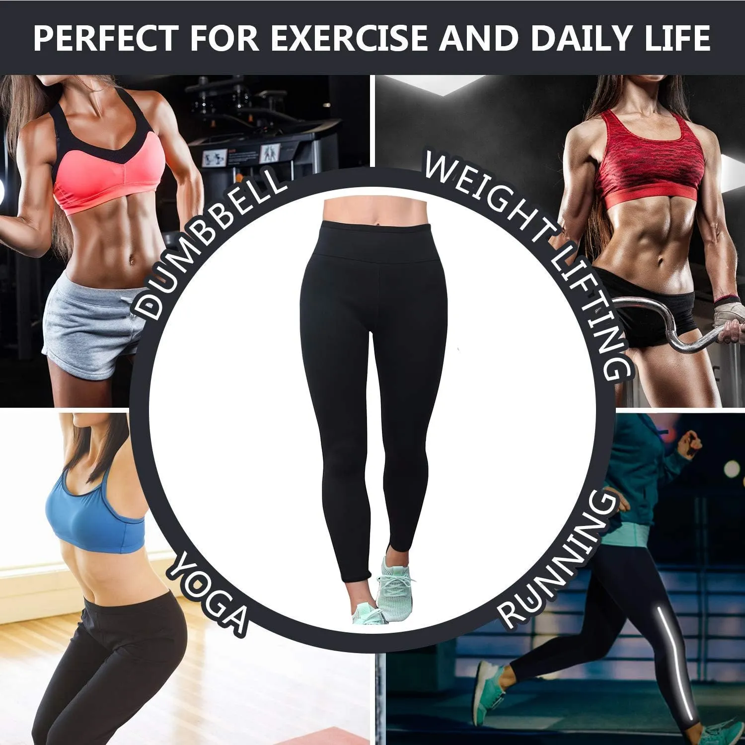 Women Sauna Pants Hot Sweat Neoprene Slimming Leggings High Waist Work Out Trousers