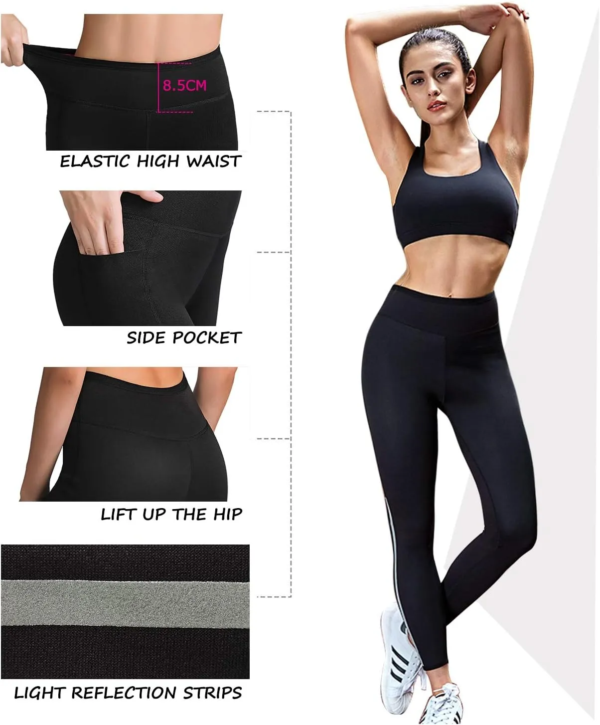 Women Sauna Pants Hot Sweat Neoprene Slimming Leggings High Waist Work Out Trousers