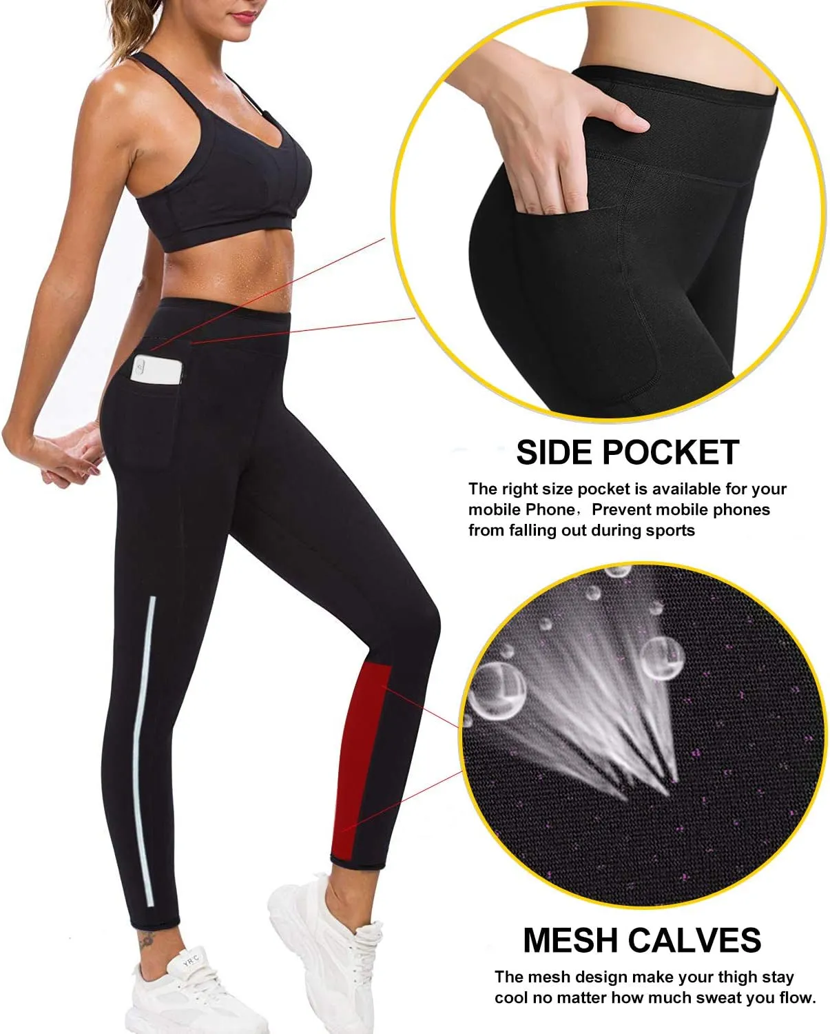 Women Sauna Pants Hot Sweat Neoprene Slimming Leggings High Waist Work Out Trousers