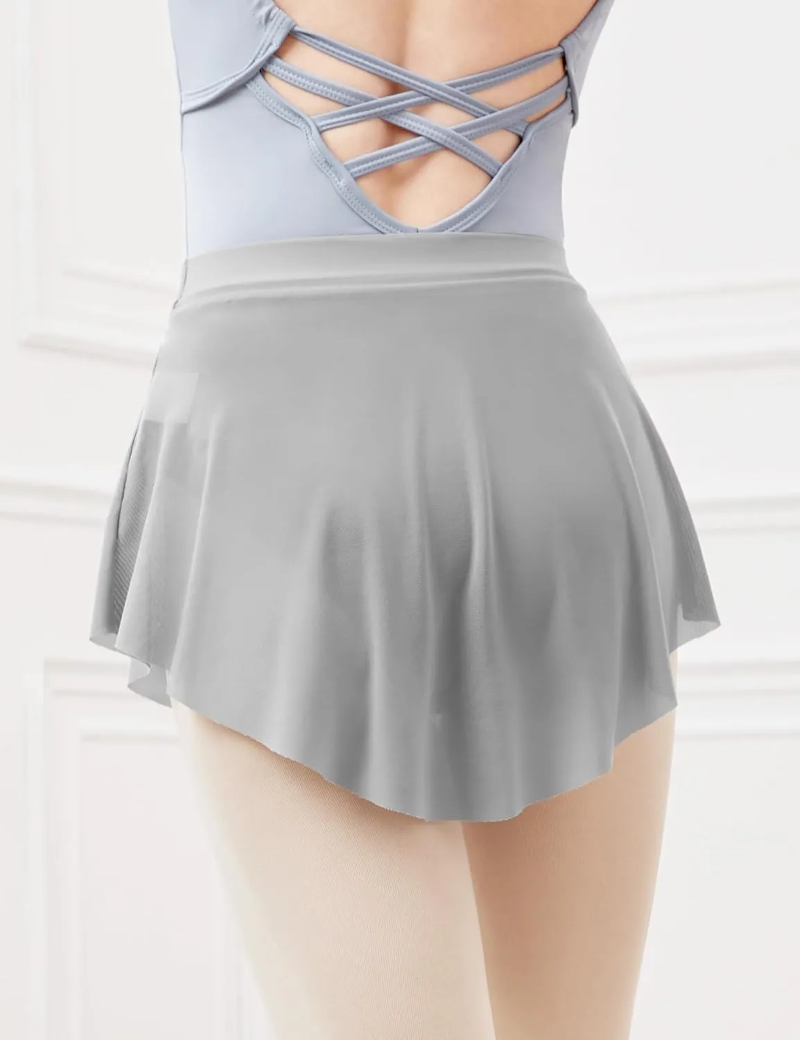 Women Soft Mesh Side Split Short Ballet Dance Skirt