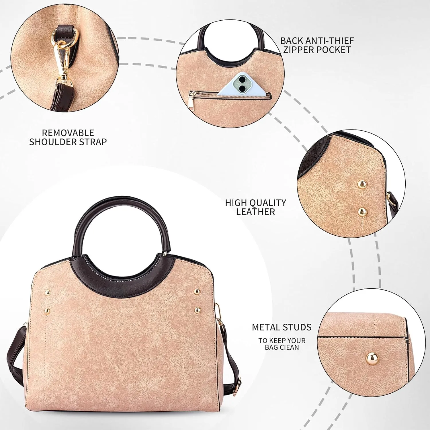 Women Tote Bag Fashion Top Handbag Shoulder Bags Leather Satchel Purses with Wallet