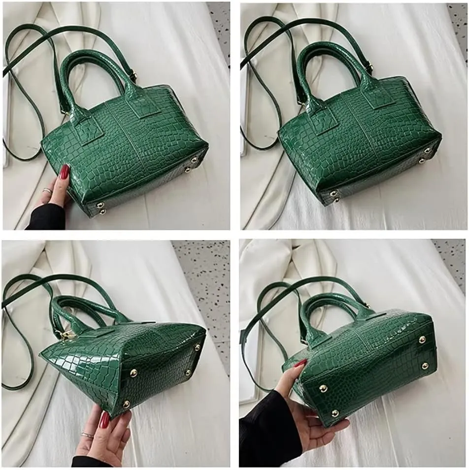 Women’ Tote Purse Crocodile Pattern Handbag Designer Shoulder Purse Stylish Leather Crossbody Bag for Travel Dating