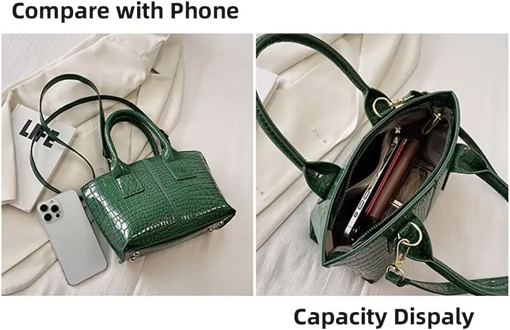 Women’ Tote Purse Crocodile Pattern Handbag Designer Shoulder Purse Stylish Leather Crossbody Bag for Travel Dating