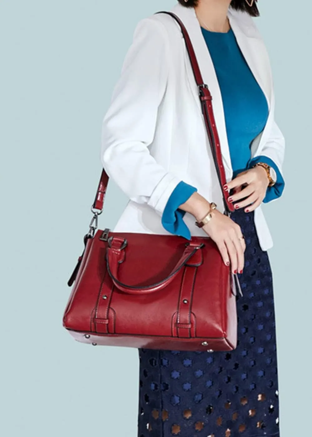 Women Vintage Shoulder Bag Satchel Genuine Leather Handbag Crossbody Bags