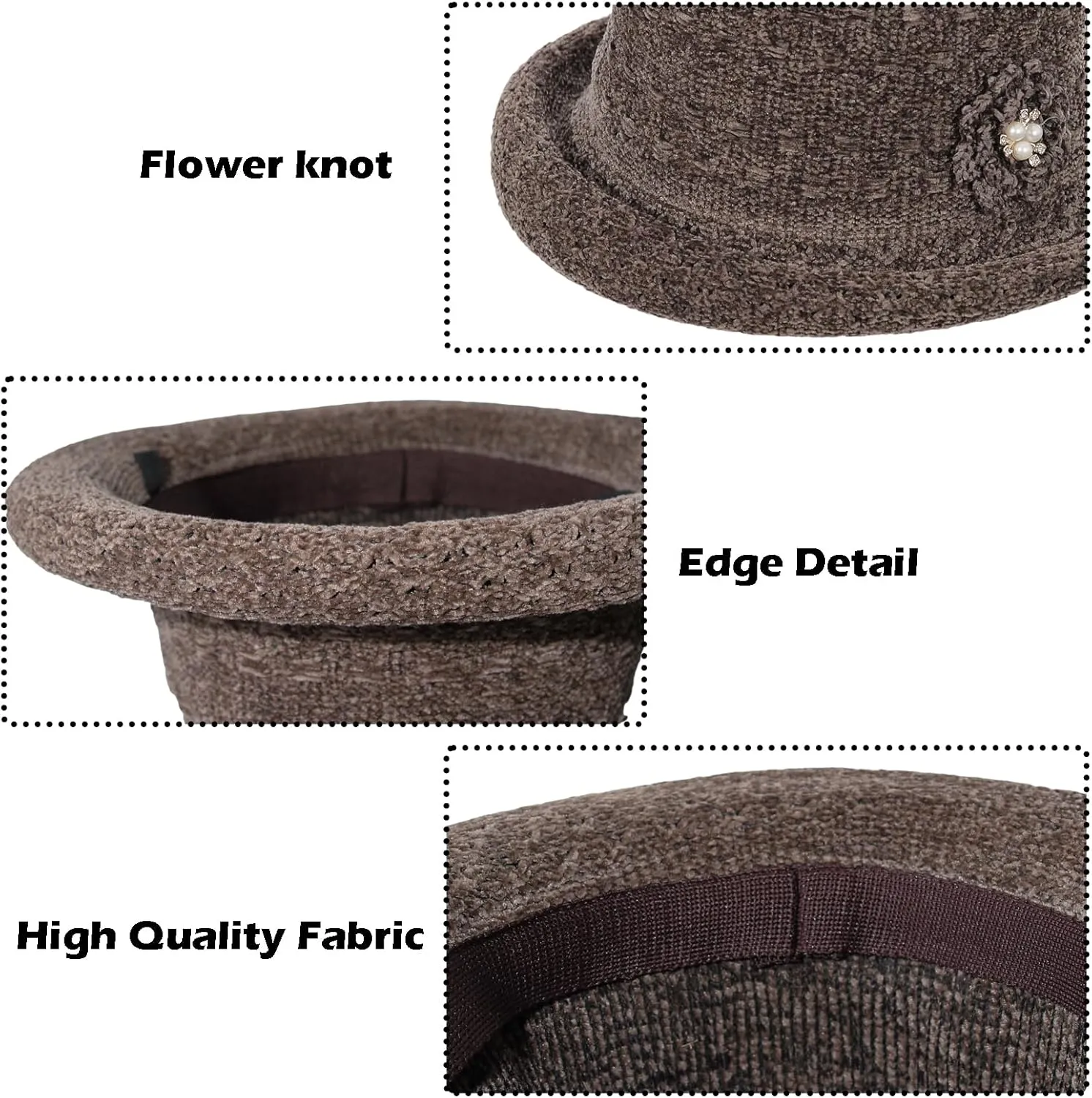 Women Winter Knit 1920s Vintage Bucket Bowler Hat Round Brim Warm Hat