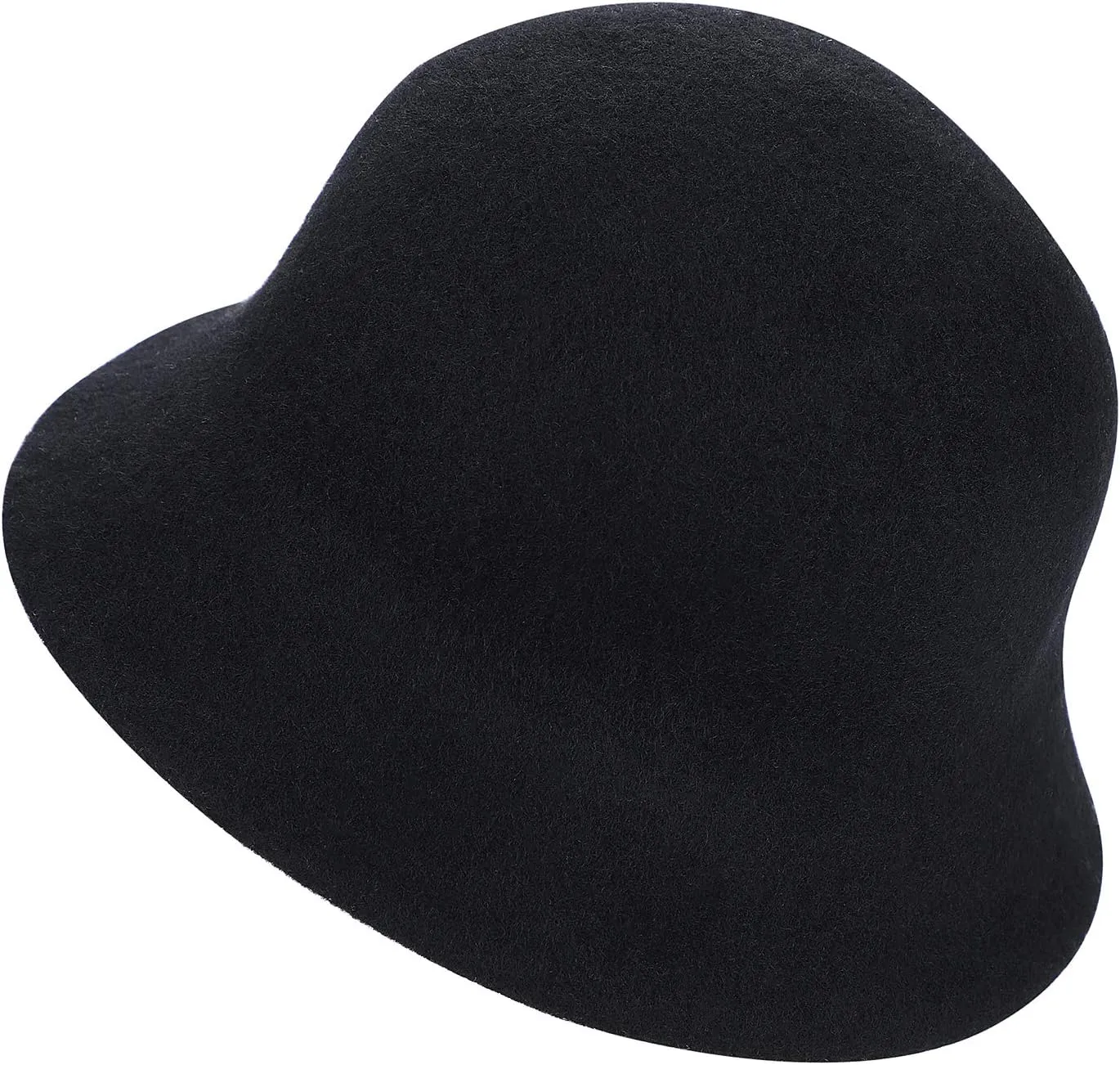 Women Winter Wool Felt Bucket Hat Vintage Warm Felt Cloche Bowler Hat with Brim
