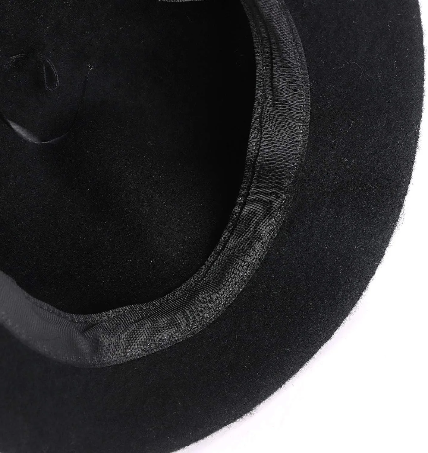Women Winter Wool Felt Bucket Hat Vintage Warm Felt Cloche Bowler Hat with Brim
