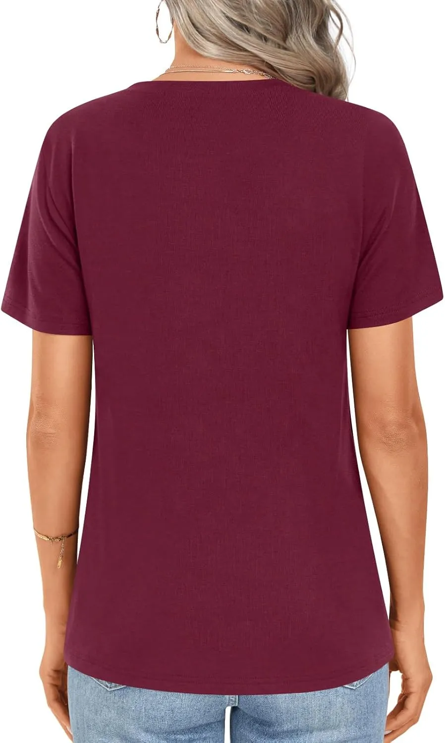 Womens 2025 Tunic Summer Casual Tops Short Sleeve Blouses Crewneck Fashion Tshirts M-3XL