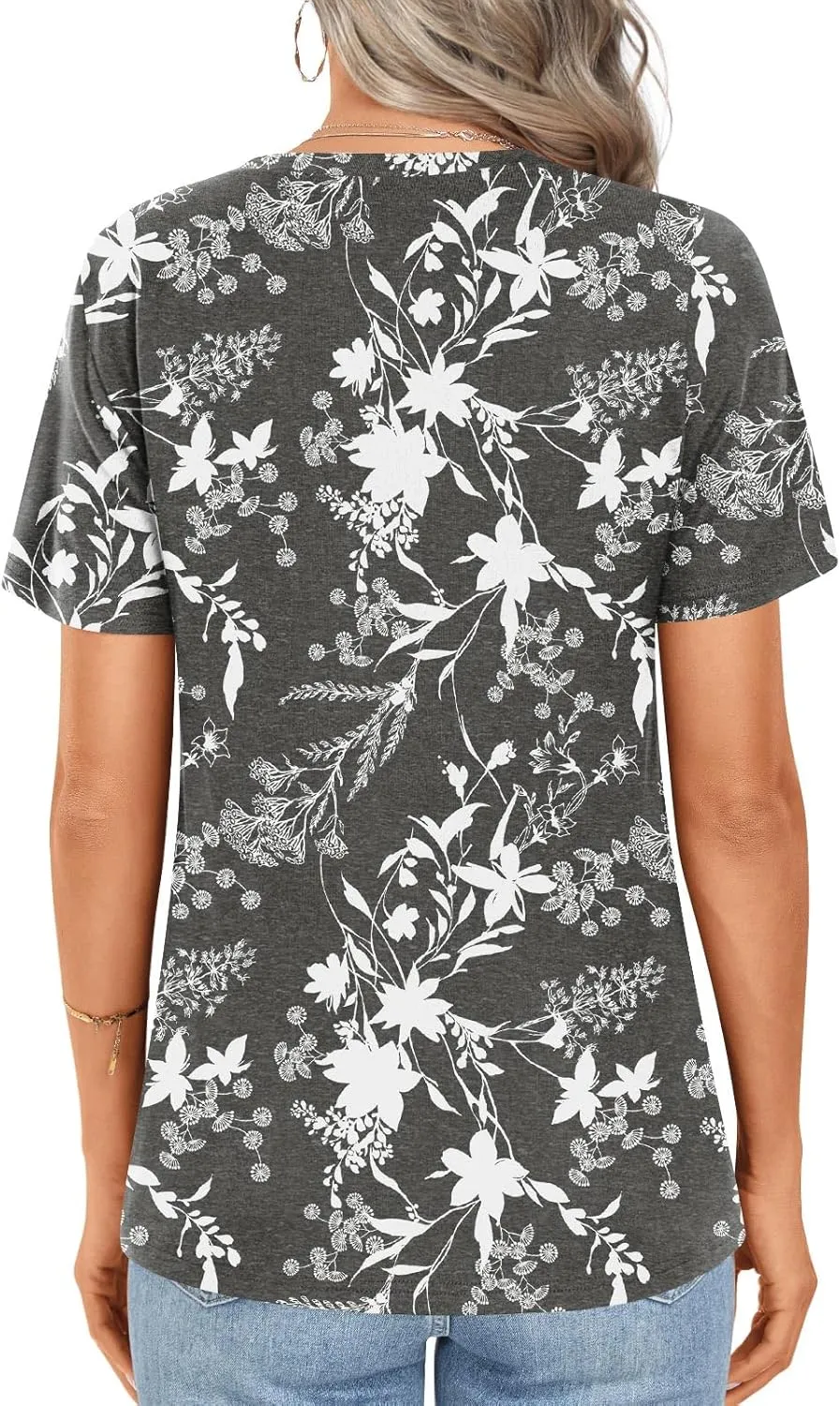 Womens 2025 Tunic Summer Casual Tops Short Sleeve Blouses Crewneck Fashion Tshirts M-3XL