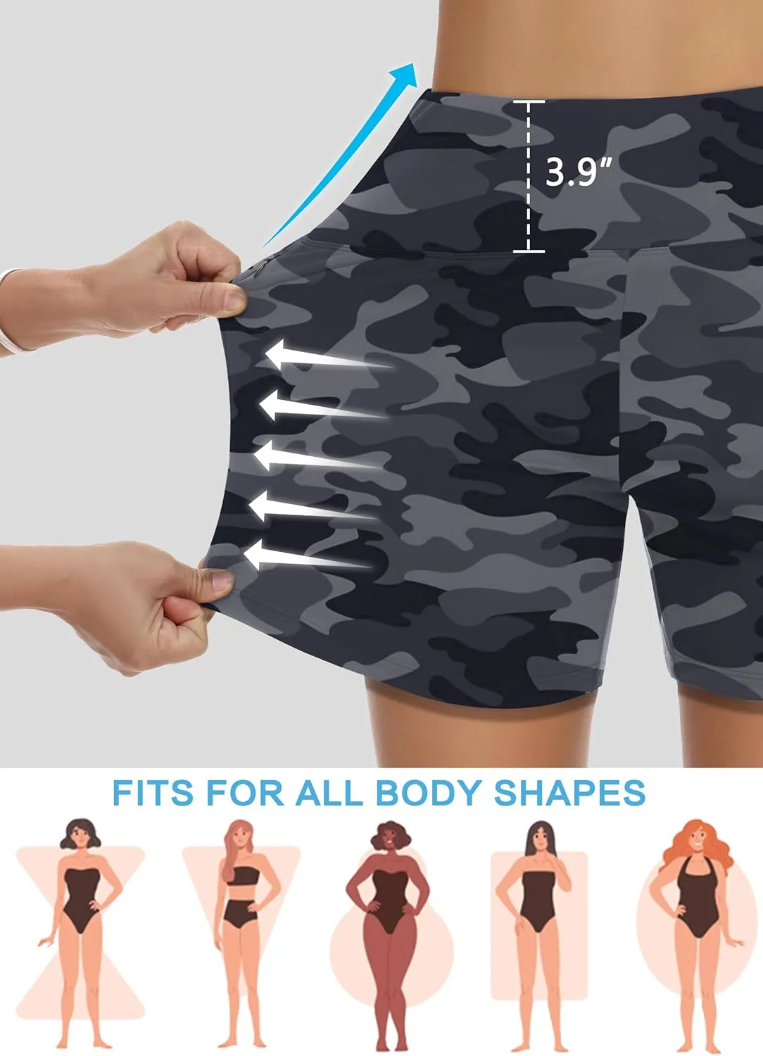 Womens' 5" Swim Shorts Tummy Control Quick Dry Swimsuit Bottom High Waist Loose Fitting with Zipper Pocket Liner UPF50 