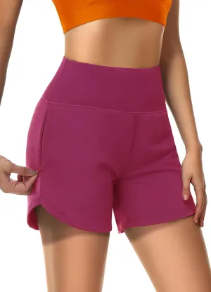 Womens' 5" Swim Shorts Tummy Control Quick Dry Swimsuit Bottom High Waist Loose Fitting with Zipper Pocket Liner UPF50 
