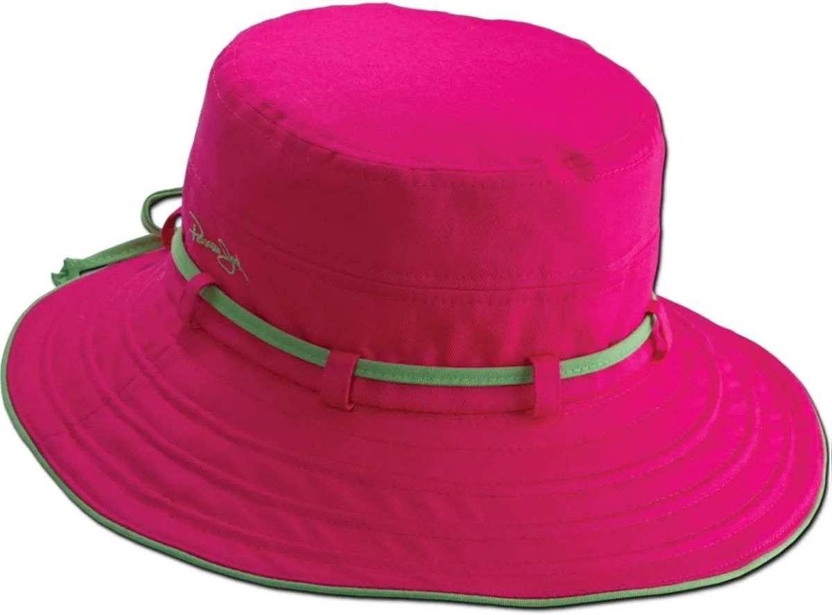 Women's Contrast Cotton Bucket Sun Hat with Sizing Tie, 3" Brim