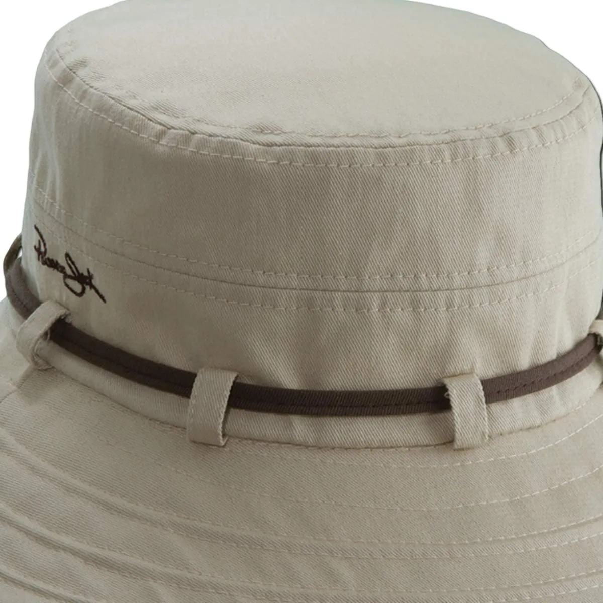 Women's Contrast Cotton Bucket Sun Hat with Sizing Tie, 3" Brim
