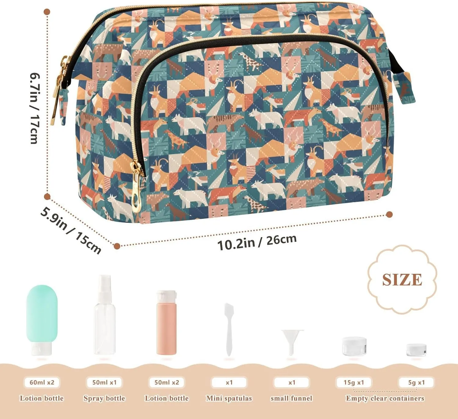 Women’s Cosmetic Bag with Wide-Open Top Quilted Puffer Design Multiple Compartments