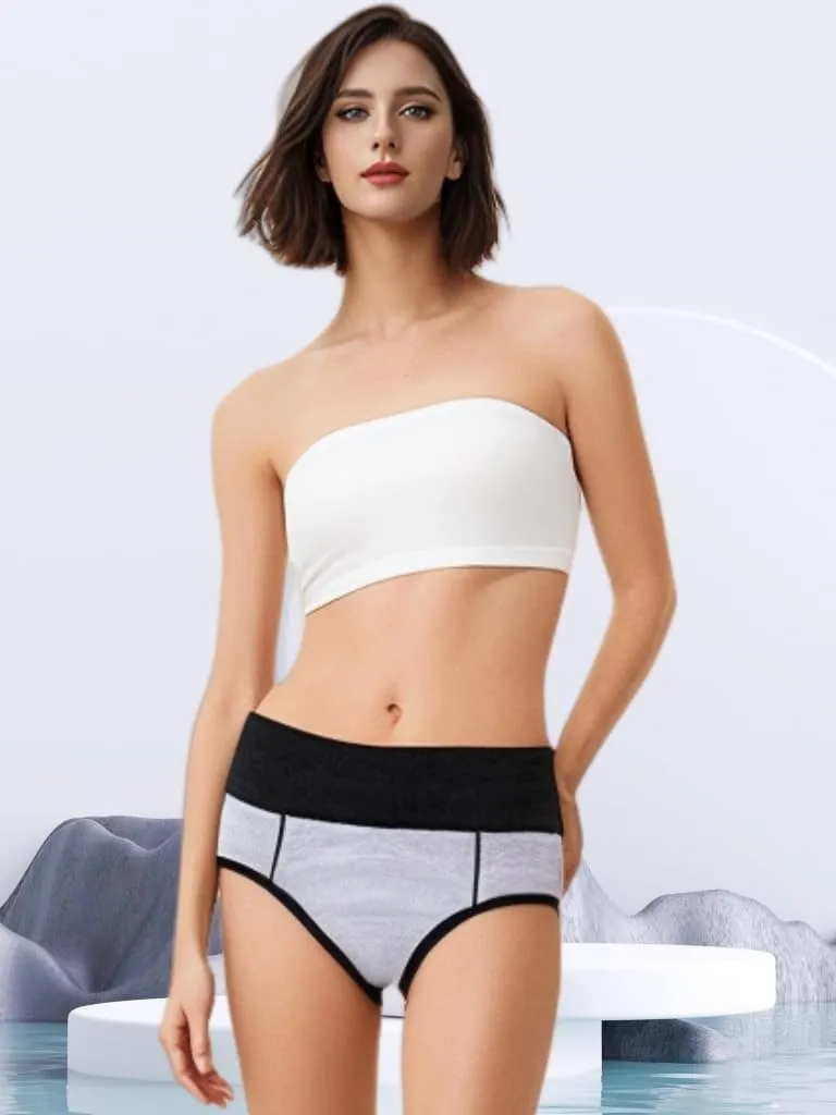 Women's Cotton Underwear Mid Waisted Stretch Briefs Soft Underpants Ladies Full Coverage Panties 4 Pack