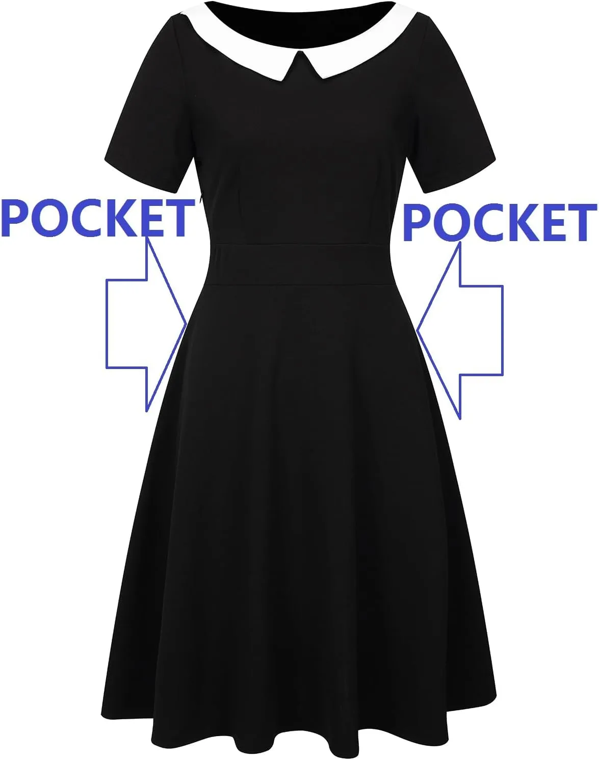 Women's Elegant Vintage Cotton Casual Floral Print Work Party Peter Pan Collar A-Line Dress with Pockets 978