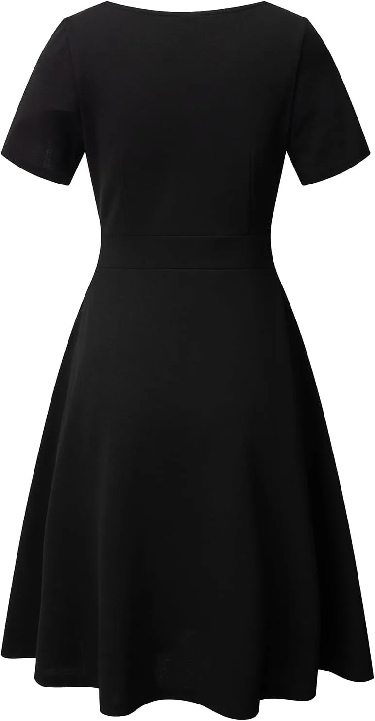 Women's Elegant Vintage Cotton Casual Floral Print Work Party Peter Pan Collar A-Line Dress with Pockets 978