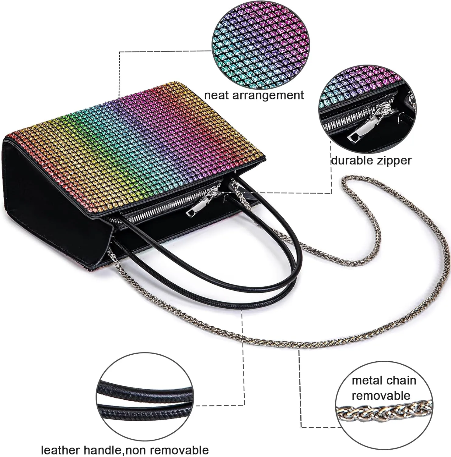 Women's Evening Handbags Women Tote Top Handle Purse Shoulder Satchel Bags Sparkly Rhinestone Evening Clutch Purse Formal