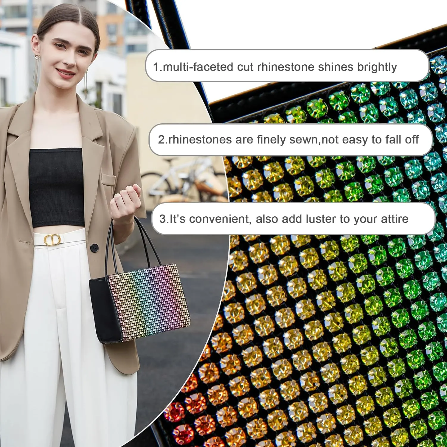 Women's Evening Handbags Women Tote Top Handle Purse Shoulder Satchel Bags Sparkly Rhinestone Evening Clutch Purse Formal