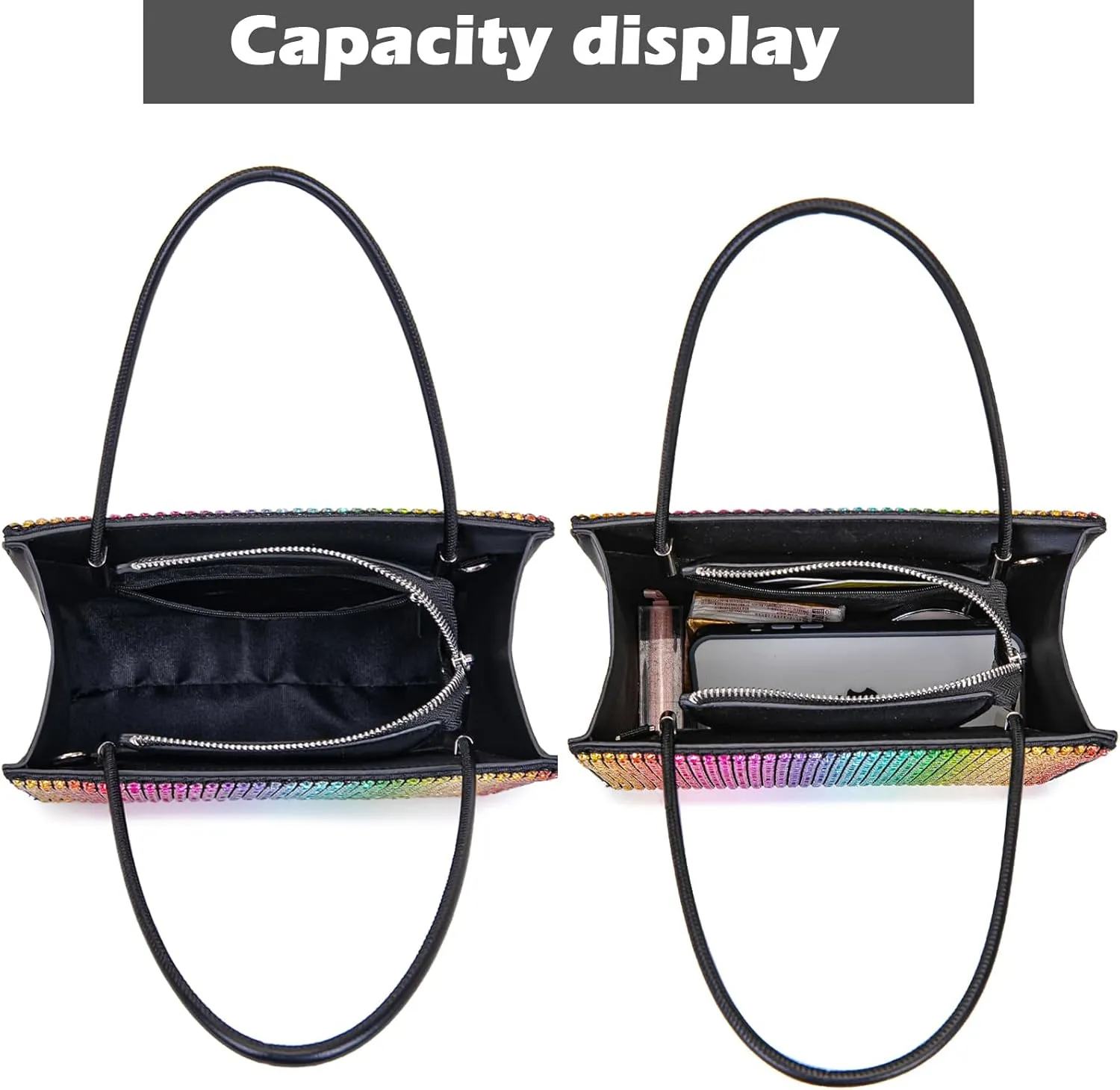 Women's Evening Handbags Women Tote Top Handle Purse Shoulder Satchel Bags Sparkly Rhinestone Evening Clutch Purse Formal