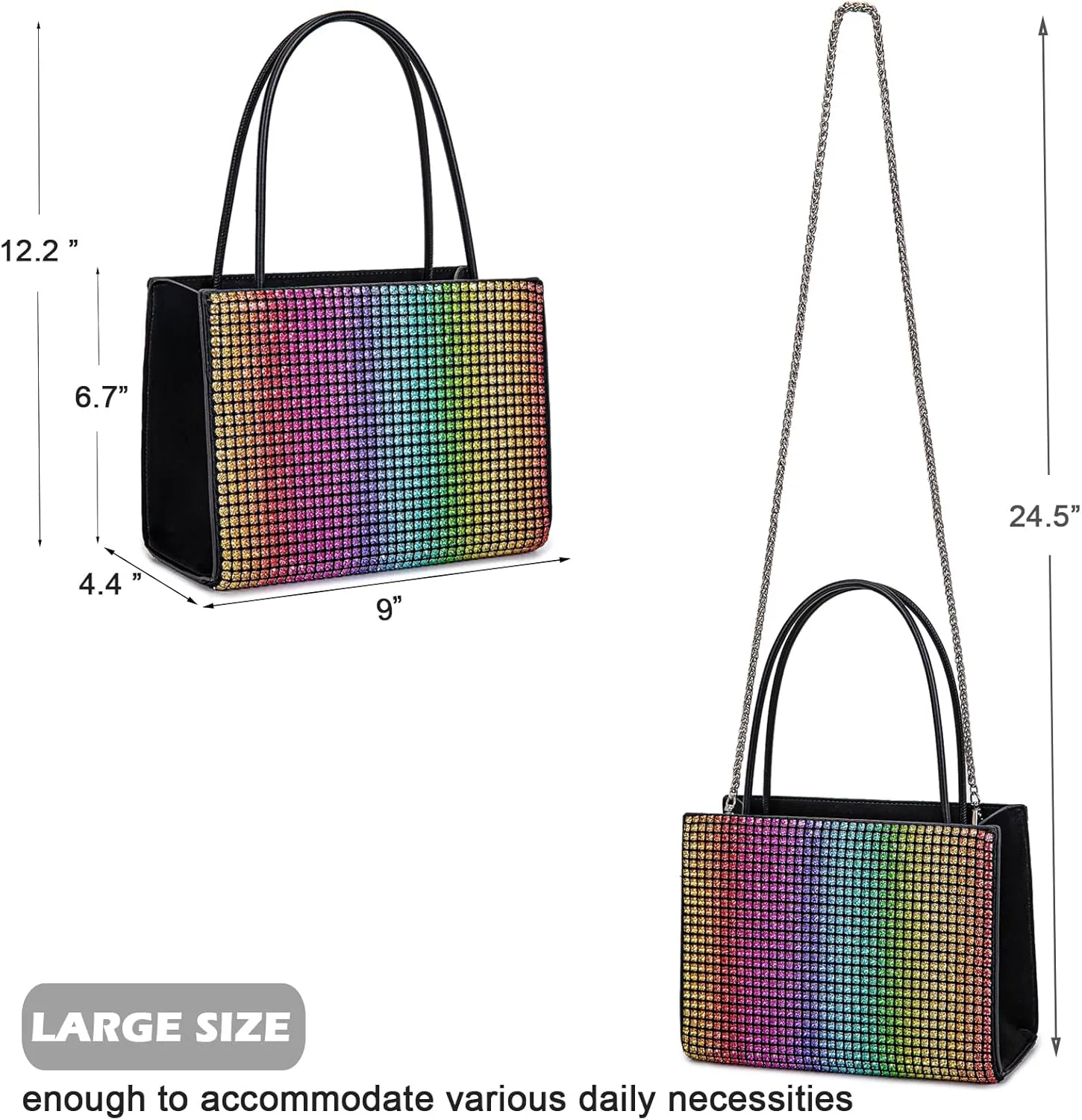 Women's Evening Handbags Women Tote Top Handle Purse Shoulder Satchel Bags Sparkly Rhinestone Evening Clutch Purse Formal