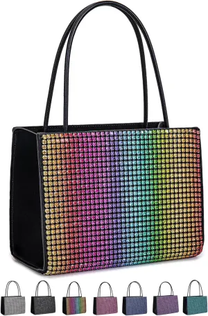 Women's Evening Handbags Women Tote Top Handle Purse Shoulder Satchel Bags Sparkly Rhinestone Evening Clutch Purse Formal
