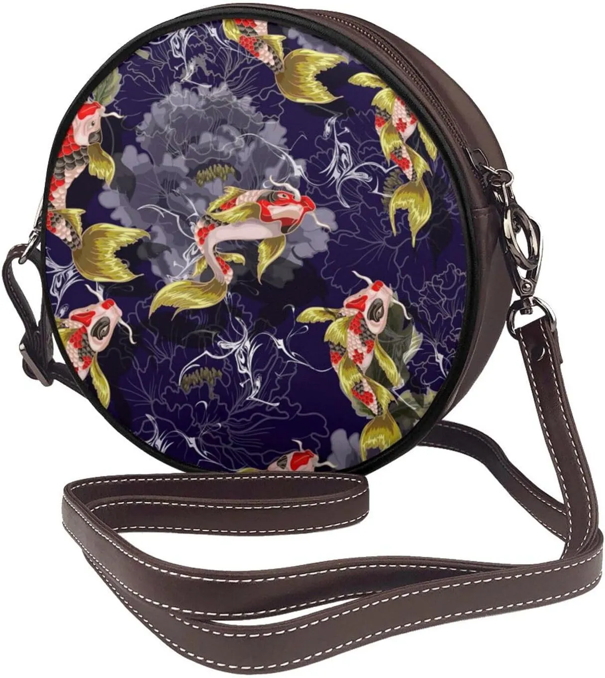 Women's Faux Leather Crossbody Bag Handle Circle Bag Mini Purse Clutch Handbag