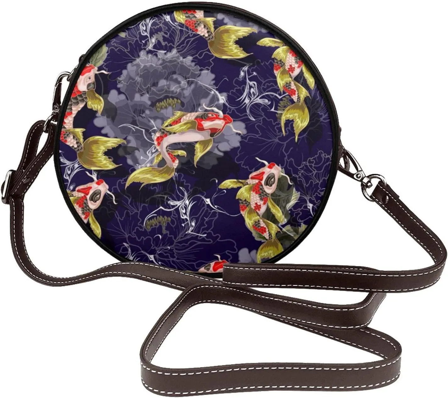 Women's Faux Leather Crossbody Bag Handle Circle Bag Mini Purse Clutch Handbag