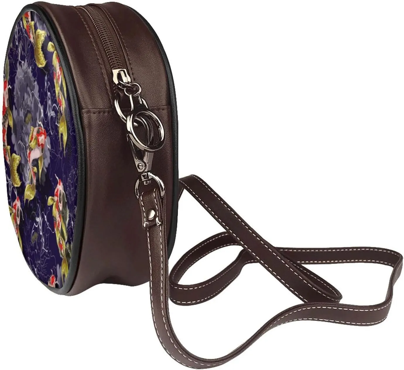 Women's Faux Leather Crossbody Bag Handle Circle Bag Mini Purse Clutch Handbag