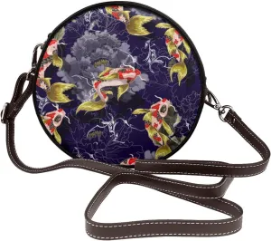 Women's Faux Leather Crossbody Bag Handle Circle Bag Mini Purse Clutch Handbag