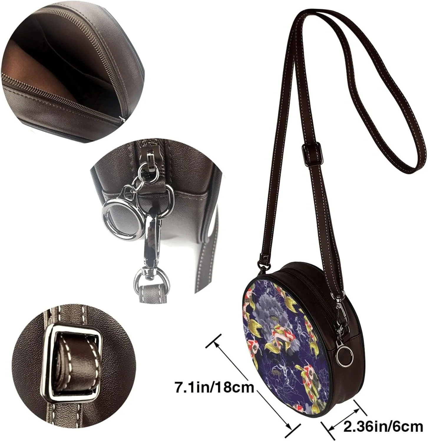 Women's Faux Leather Crossbody Bag Handle Circle Bag Mini Purse Clutch Handbag