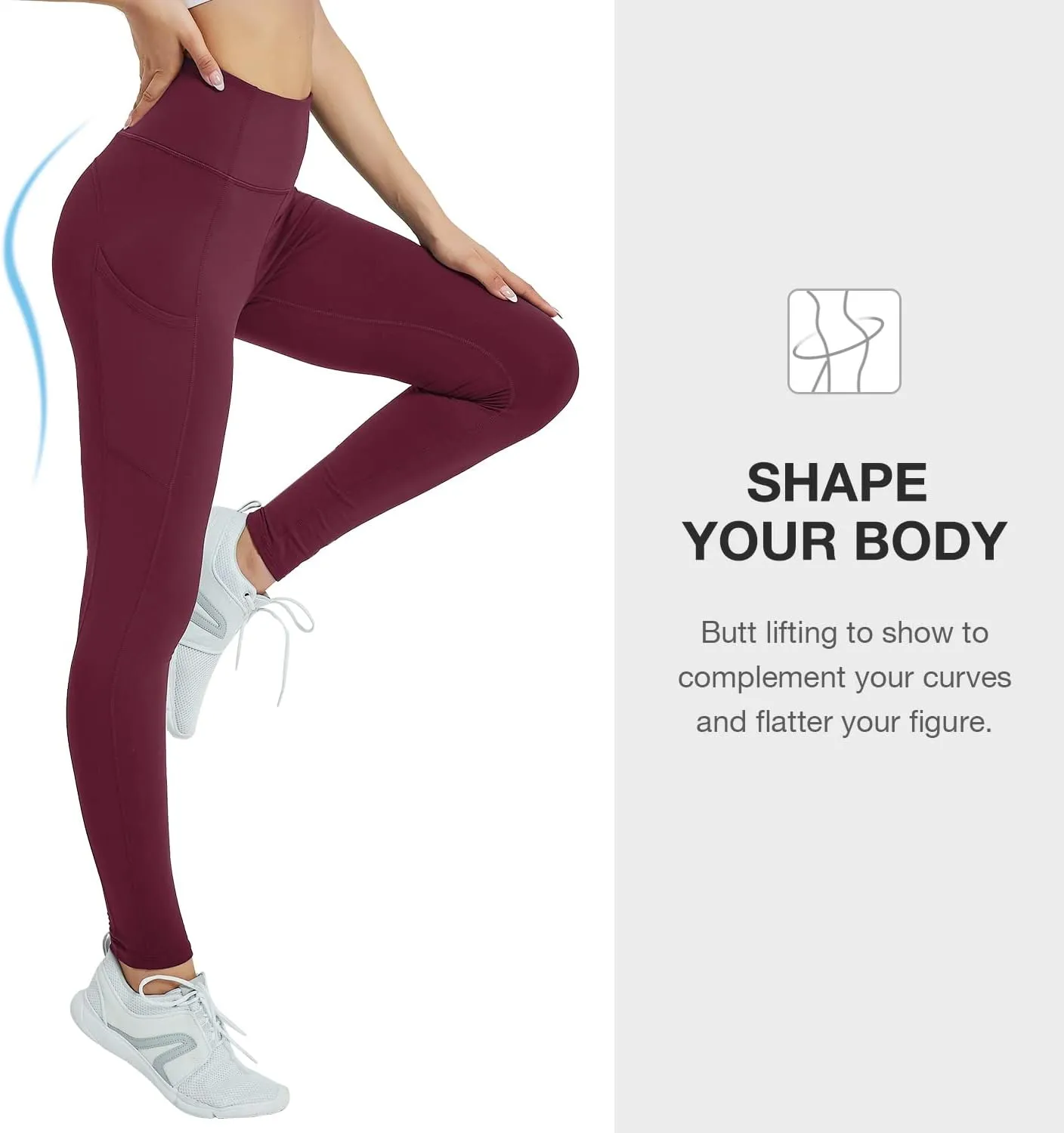 Women's Fleece Lined Leggings with Pocket Water Resistant High Waisted Thermal Winter Yoga Pant for Women Workout