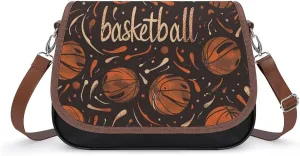 Women's Handbag Basketballs Patterns Orange Satchel Bag Leather Crossbody Bag Waterproof Messenger Bag